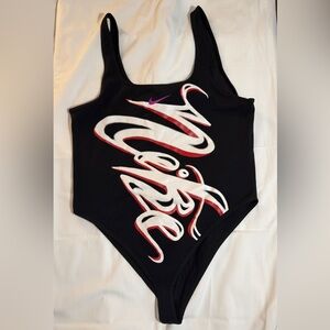 Nike Graphic Script Bodysuit Logo Black - Size L